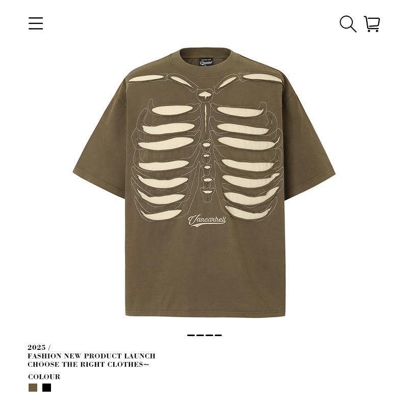 VANCARHELL Skeleton Ribcage T-Shirt