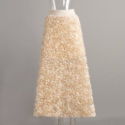 Abendkleid Rock Damen Herbst und Winter neue Blütenblatt-Design lange Dinnerparty Prominentenrock