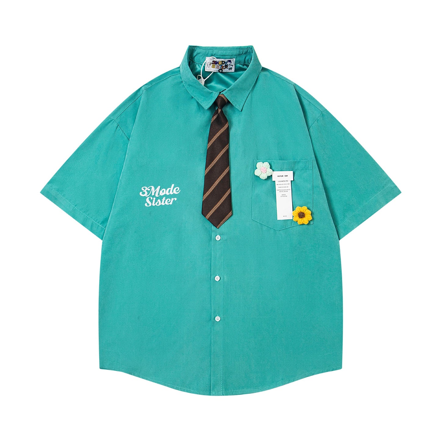 3MODE SISTER Japanese Retro Short-Sleeved Shirt with Tie