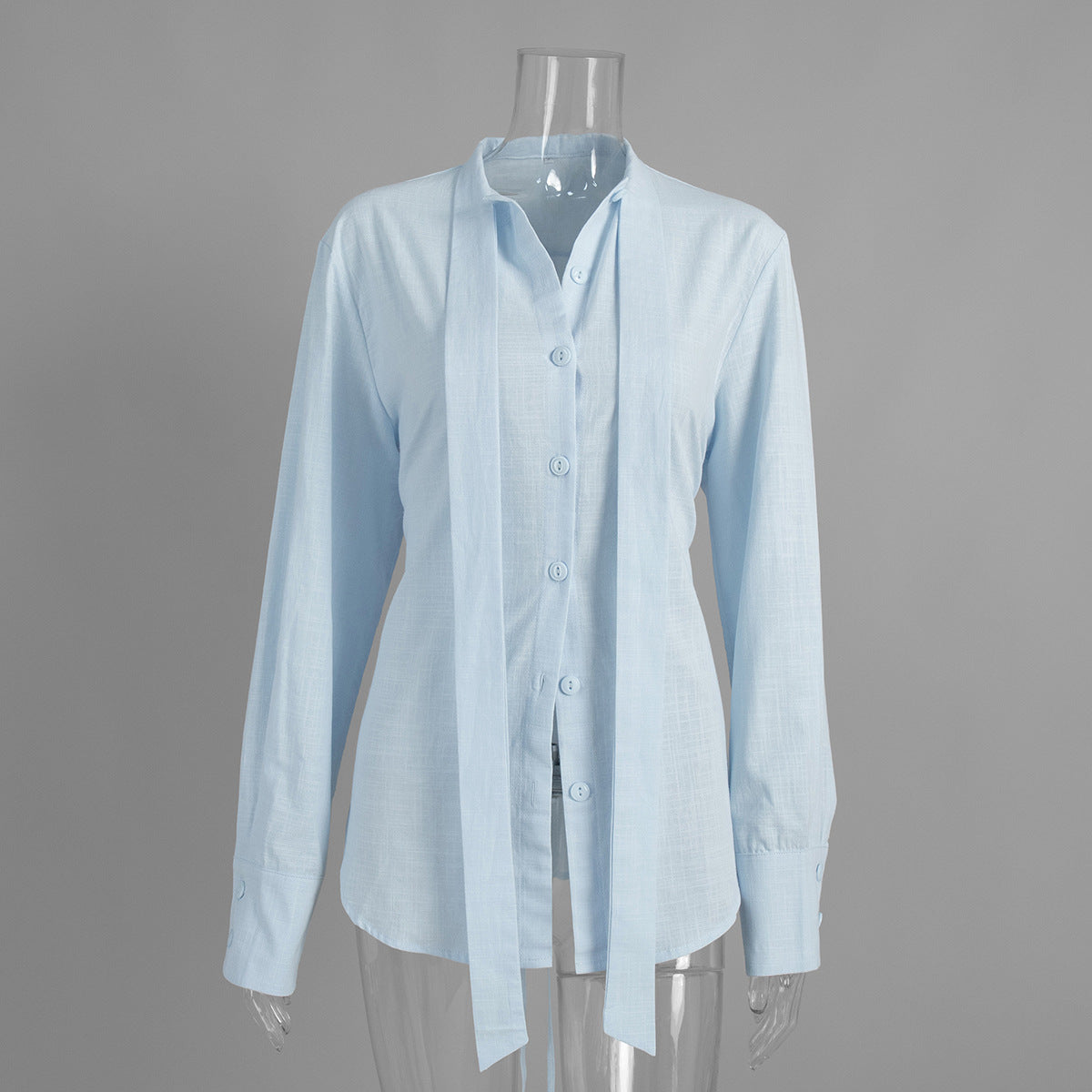 Strap-on shirt women's  autumn new streamer cardigan top commuter pure cotton slim-fit shirt women - Seldom Seen Styles