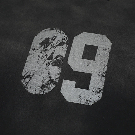 DARKAGE No.09 Marble Print Distressed Heavyweight Long Sleeve Tee