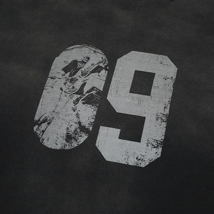 DARKAGE No.09 Marble Print Distressed Heavyweight Long Sleeve Tee