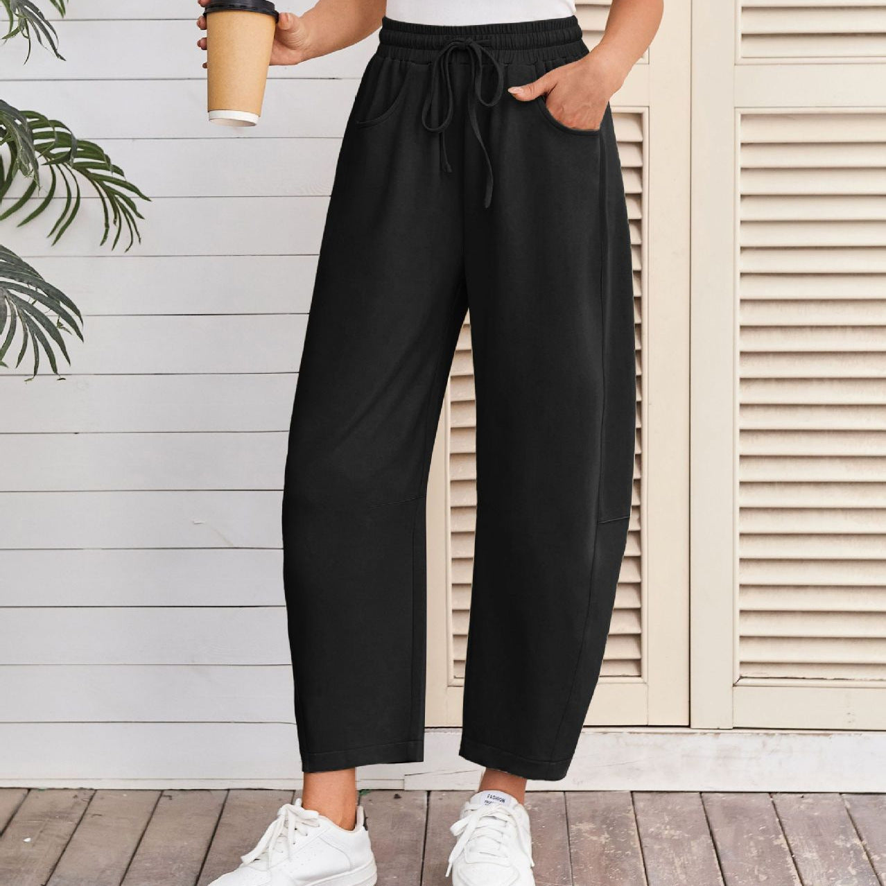 Women's Baggy Wide Leg Sweatpants with Drawstring Waist and Pockets - Seldom Seen Styles