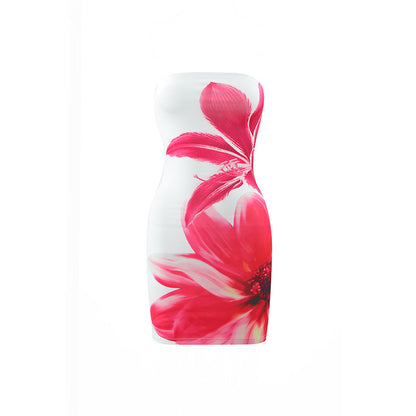 Women's Strapless Floral Mini Dress Bodycon Summer Tube Top Party Dress