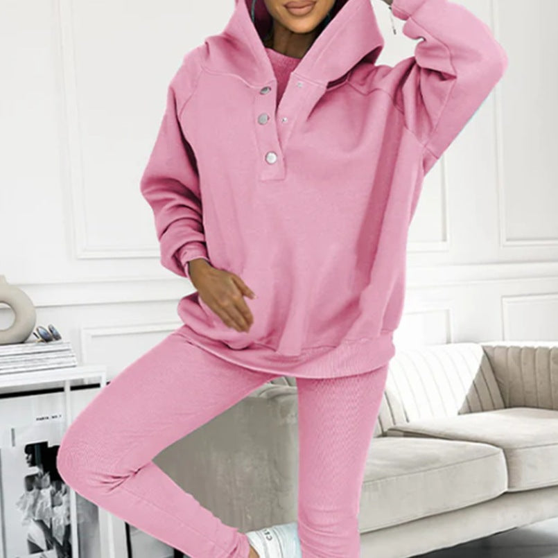 Women's Three Piece Lounge Set Hooded Sweatshirt Tank Top and Leggings Matching Tracksuit Casual Athleisure Outfit