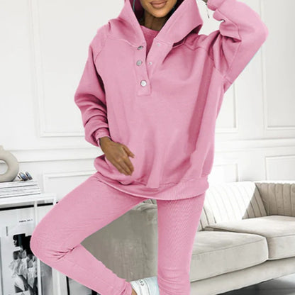 Women's Three Piece Lounge Set Hooded Sweatshirt Tank Top and Leggings Matching Tracksuit Casual Athleisure Outfit