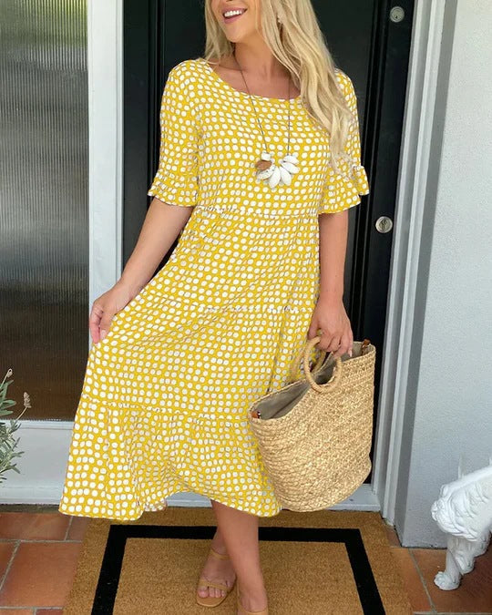 Michele™ | Relaxed Midi Dress With Dots - Seldom Seen Styles