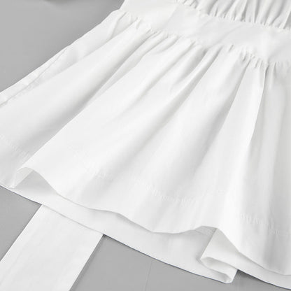 Women's White Bow Back Top Cute Versatile Casual Dressy Blouse for Going Out Brunch Date Night Street Style