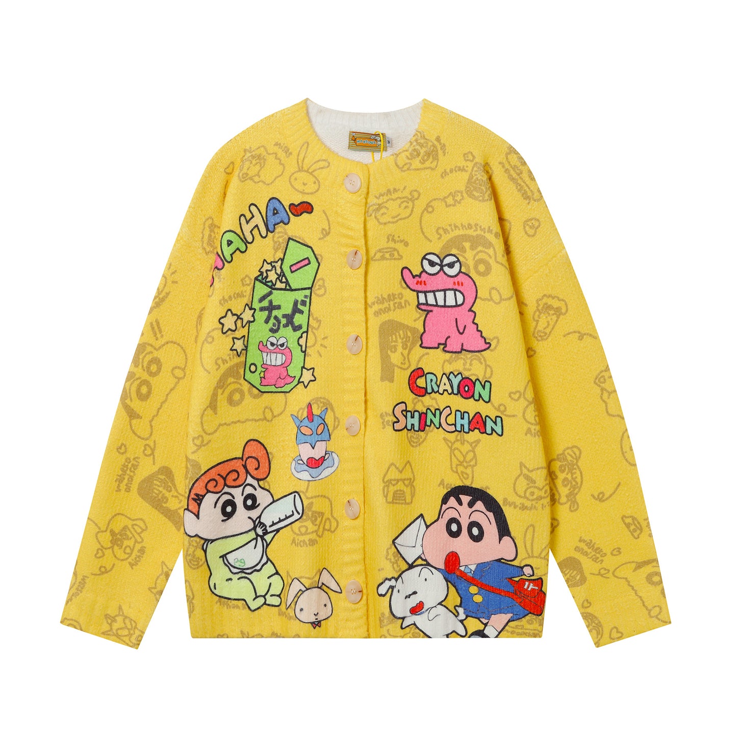 Full Print Cartoon Cardigan Sweater Unisex Loose Fit Cute Kawaii Knit Couple Streetwear Open Front Knitwear | Toon Cardi