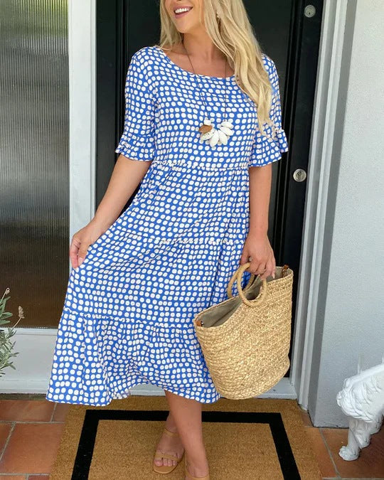 Michele™ | Relaxed Midi Dress With Dots - Seldom Seen Styles