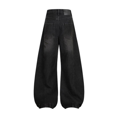 Men's Washed Ripped Hole Deconstruction Splicing Straight Jeans Loose Wide Leg Denim Pants Retro American Streetwear Casual Summer | Rip Splice