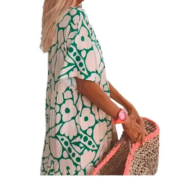 Women's Floral Maxi Dress Deep V Neck Boho Summer Beach Dress - Seldom Seen Styles