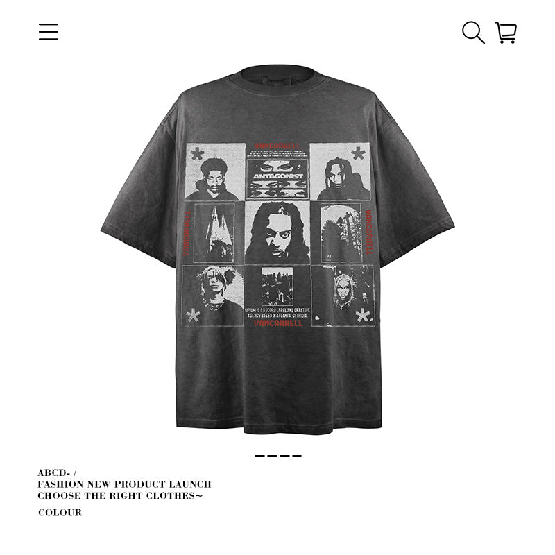 VANCARHELL Infomania Cat Hidden Stroke Black Wash T-shirt