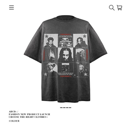 VANCARHELL Infomania Cat Hidden Stroke Black Wash T-shirt