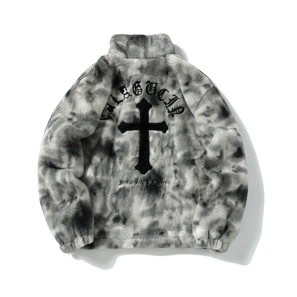 Heavy-Duty Faux Lambswool Tie-Dye Urban Jacket