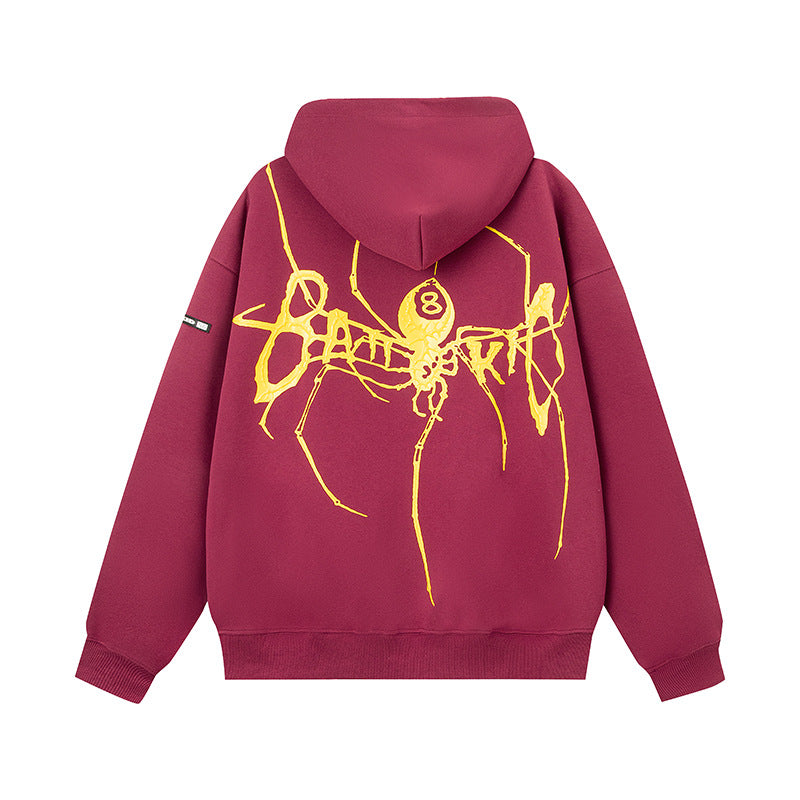 DARKAGE Spider 8-Ball Graphic Zip-Up Hoodie