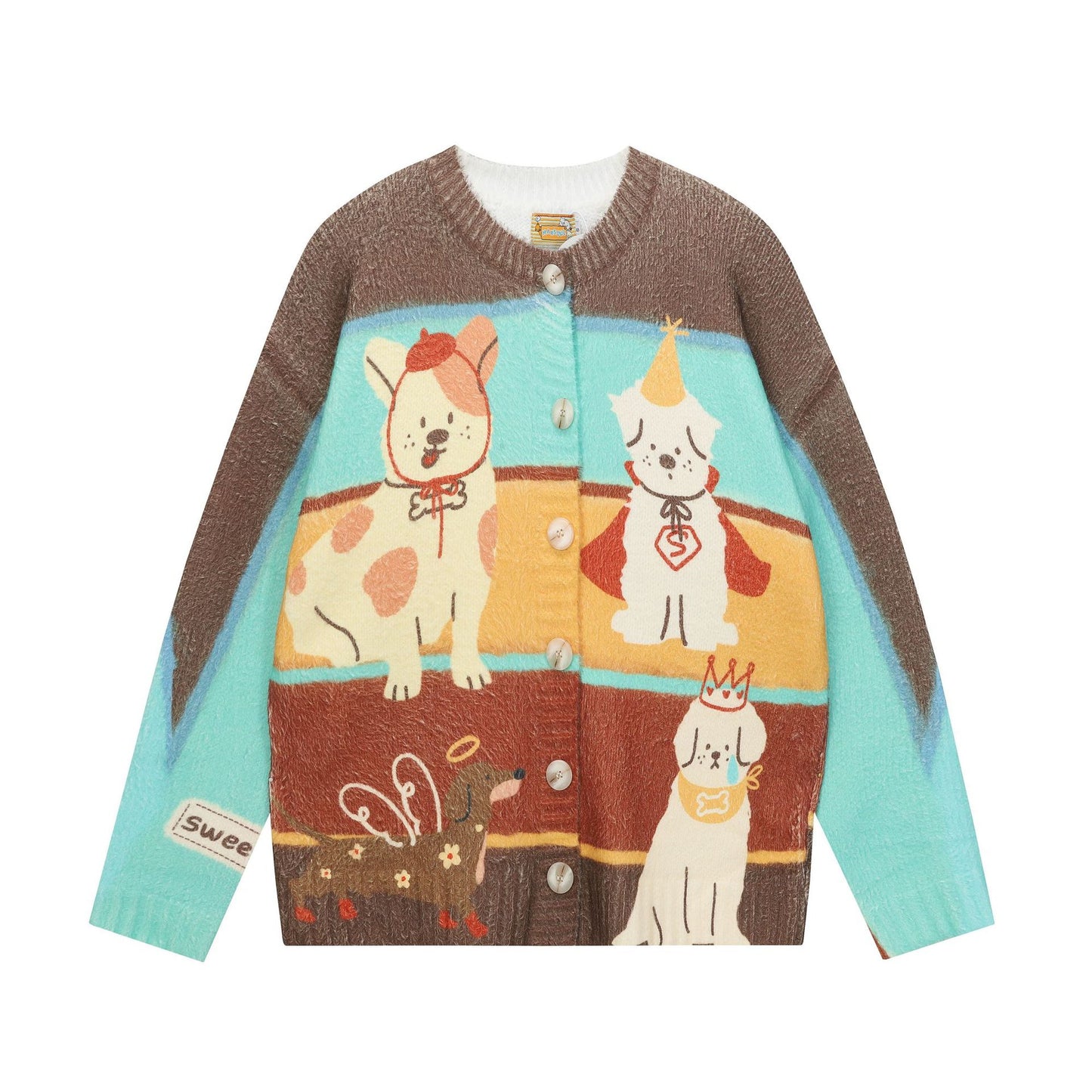 Full-Print Cartoon Cardigan Sweater Unisex Loose Fit Cute Kawaii Knit Open-Front Autumn Casual Couple Sweater | Toon Cardi