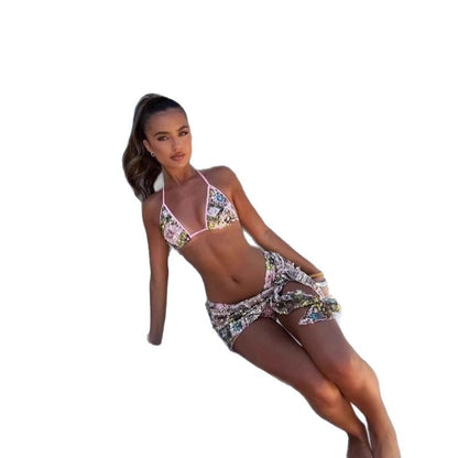 Newa seaside fashion leisure vacation style pure slim and thin foreign bikini three-piece set