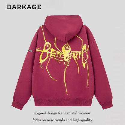 DARKAGE Spider 8-Ball Graphic Zip-Up Hoodie