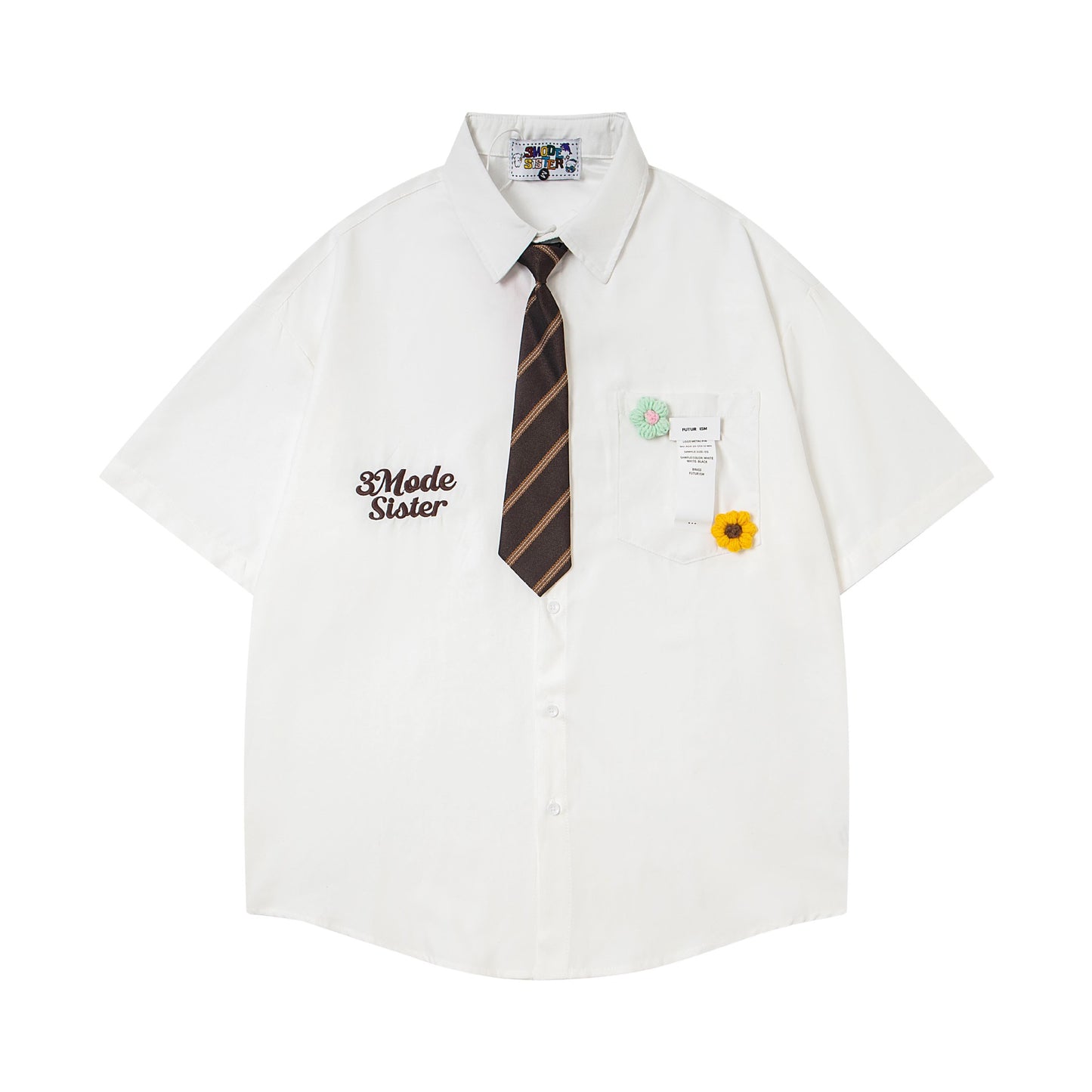 3MODE SISTER Japanese Retro Short-Sleeved Shirt with Tie