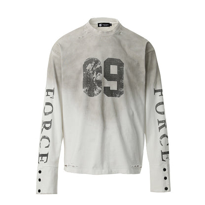 DARKAGE No.09 Marble Print Distressed Heavyweight Long Sleeve Tee
