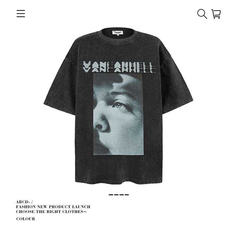 VANCARHELL Infomania Cat Hidden Stroke Black Wash T-shirt