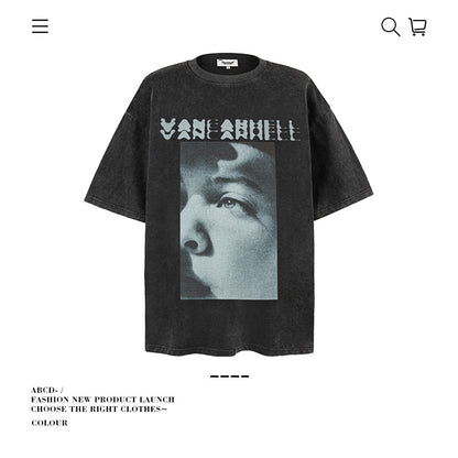 VANCARHELL Infomania Cat Hidden Stroke Black Wash T-shirt
