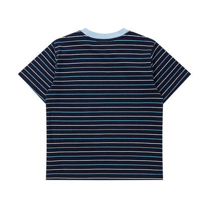 Peace Bunny Stripe Ringer T-Shirt Short Sleeve Crew Neck Casual Summer Cute Streetwear Tee | Peace Bunny Ringer