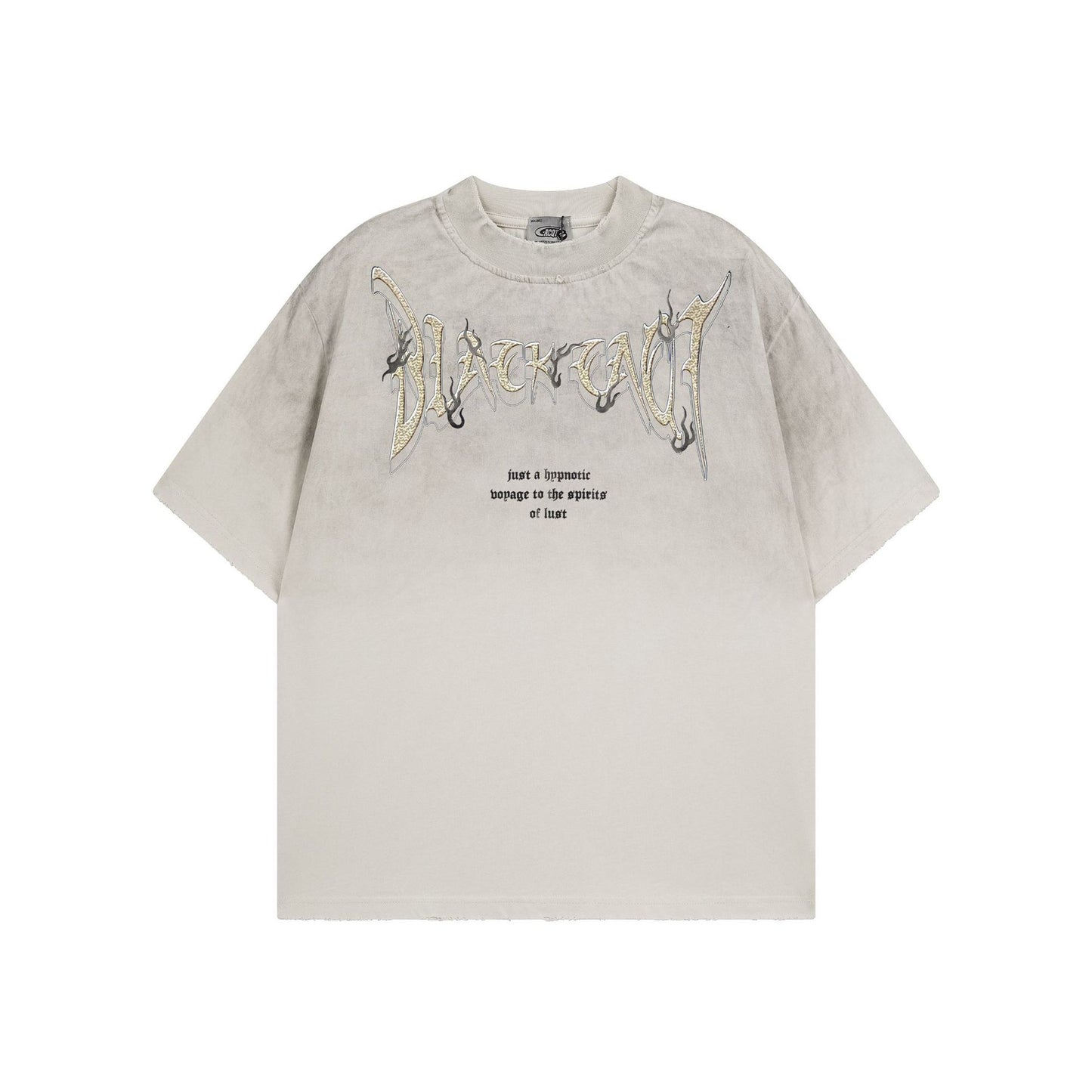 Women's American High Street Washed Vintage Print Loose Short Sleeve T-Shirt Distressed Oversized Casual Unisex Tee | Washed Vintage Tee