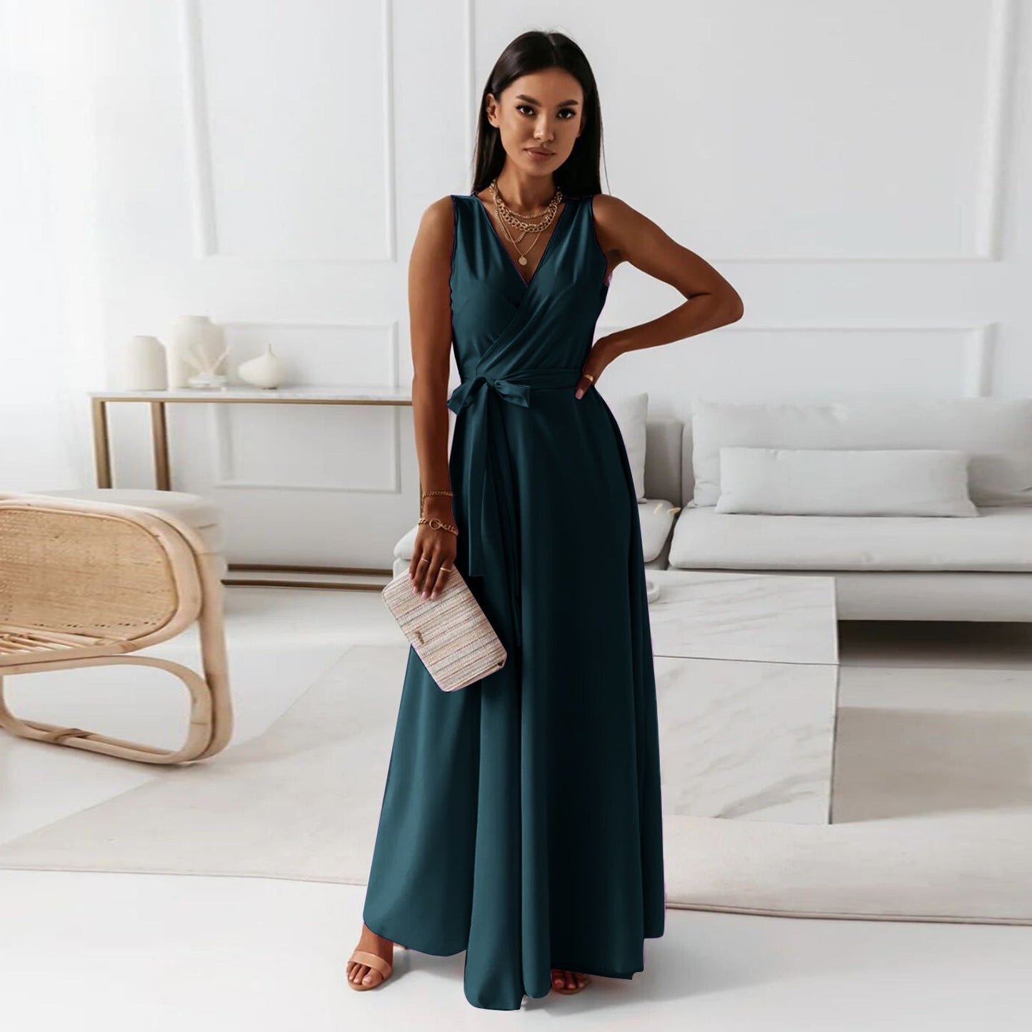 Hailey | Women Wedding Guest Elegant Wrap Maxi Dress - Seldom Seen Styles