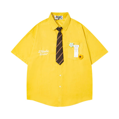 3MODE SISTER Japanese Retro Short-Sleeved Shirt with Tie