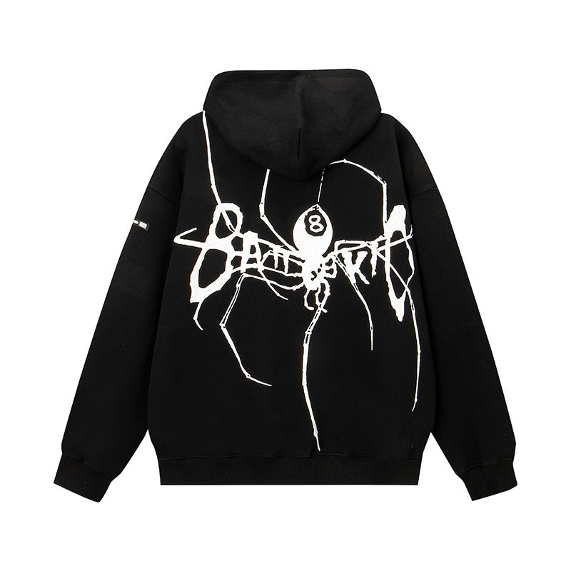 DARKAGE Spider 8-Ball Graphic Zip-Up Hoodie