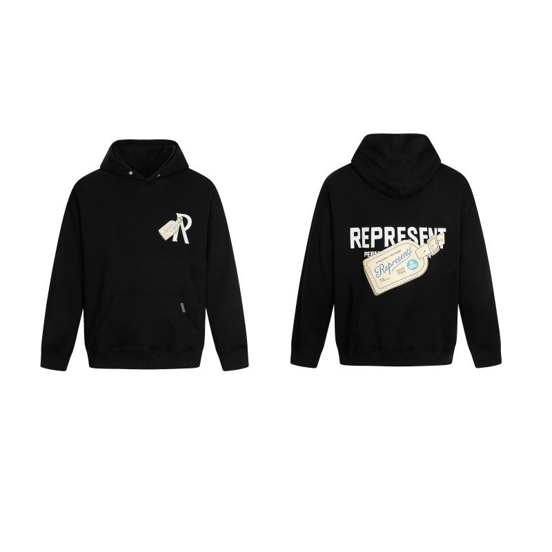 Unisex Oversized Graphic Hoodie Casual Streetwear Sweatshirt Letter Print Pullover Hooded Jumper for Men and Women