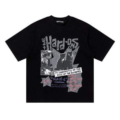 Hard-Os Graphic Oversized T-Shirt Short Sleeve Crew Neck Casual Summer Streetwear Tee