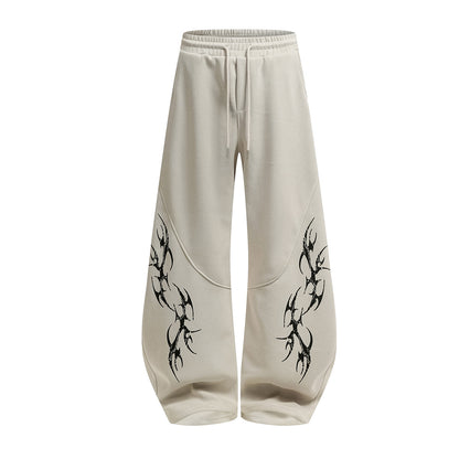 Tribal Graphic Wide Leg Drawstring Sweatpants