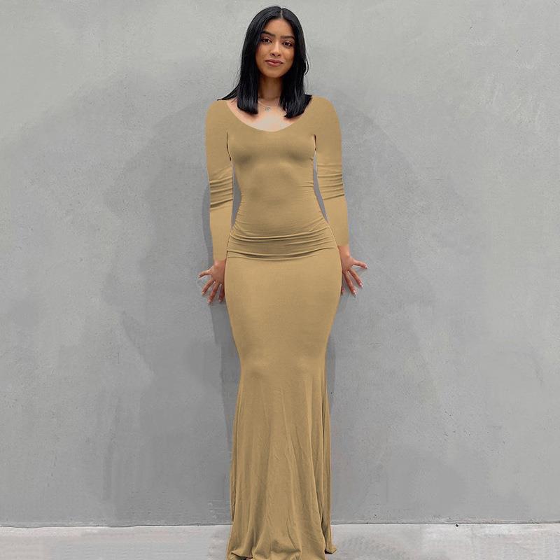 Women's Bodycon Maxi Dress Spaghetti Strap Slim Fit Lounge Dress Casual Sleeveless Dress