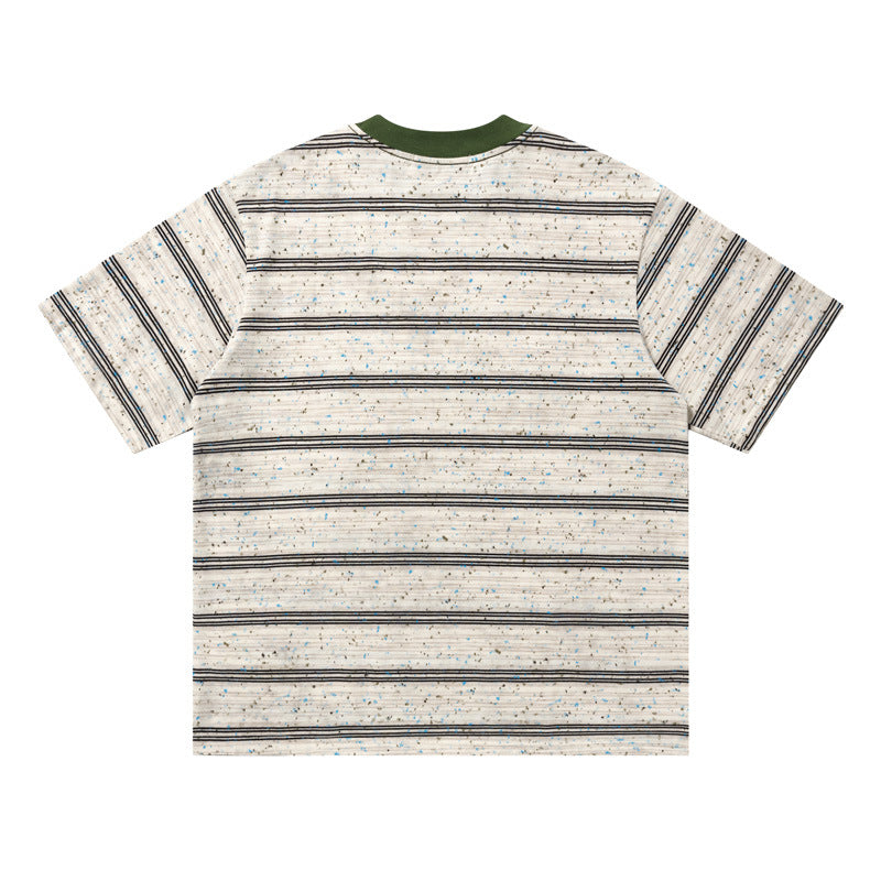 Crew Neck Short Sleeve Striped Graphic Print T-Shirt Loose Oversized Korean Style Cloud Letter Casual Summer Top | Cloud Stripe