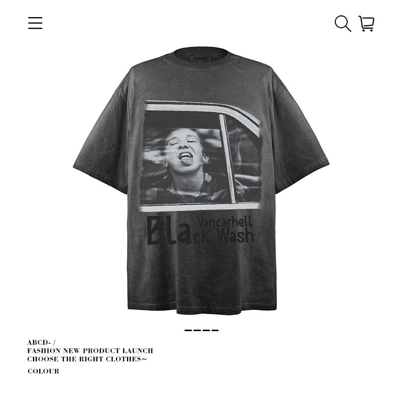 VANCARHELL Infomania Cat Hidden Stroke Black Wash T-shirt