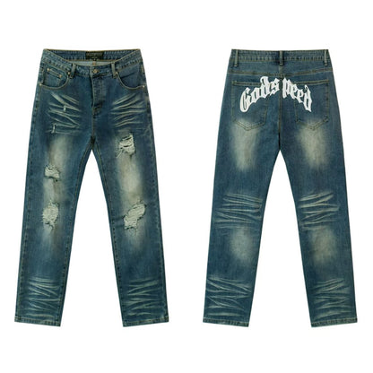Godspeed Jeans #8211 (Distressed Retro Back Embroidery Denim)