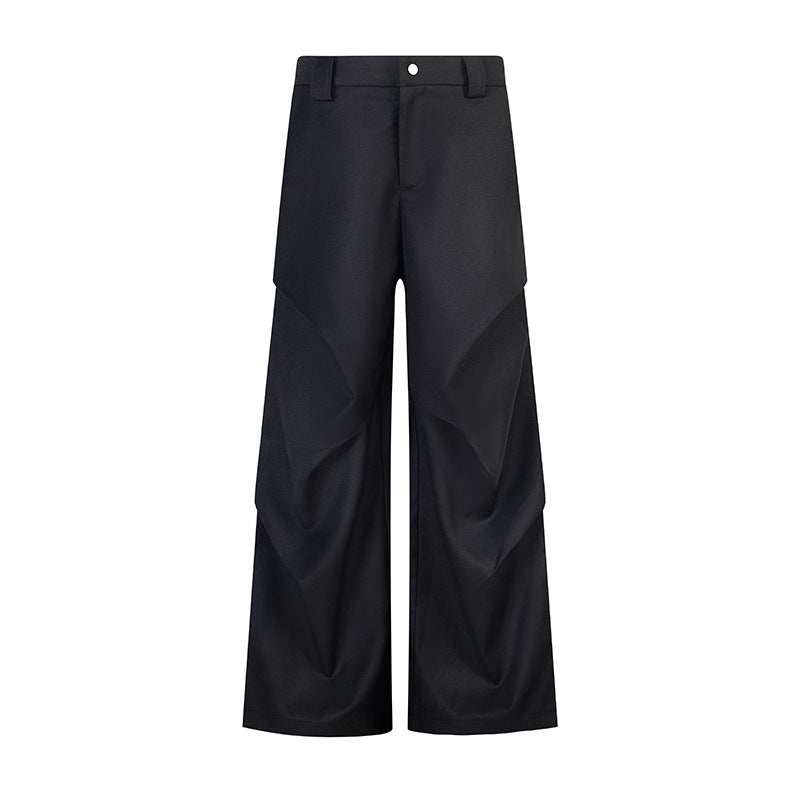 DARKAGE Deconstructed 3D Pleated Wide-Leg Trousers