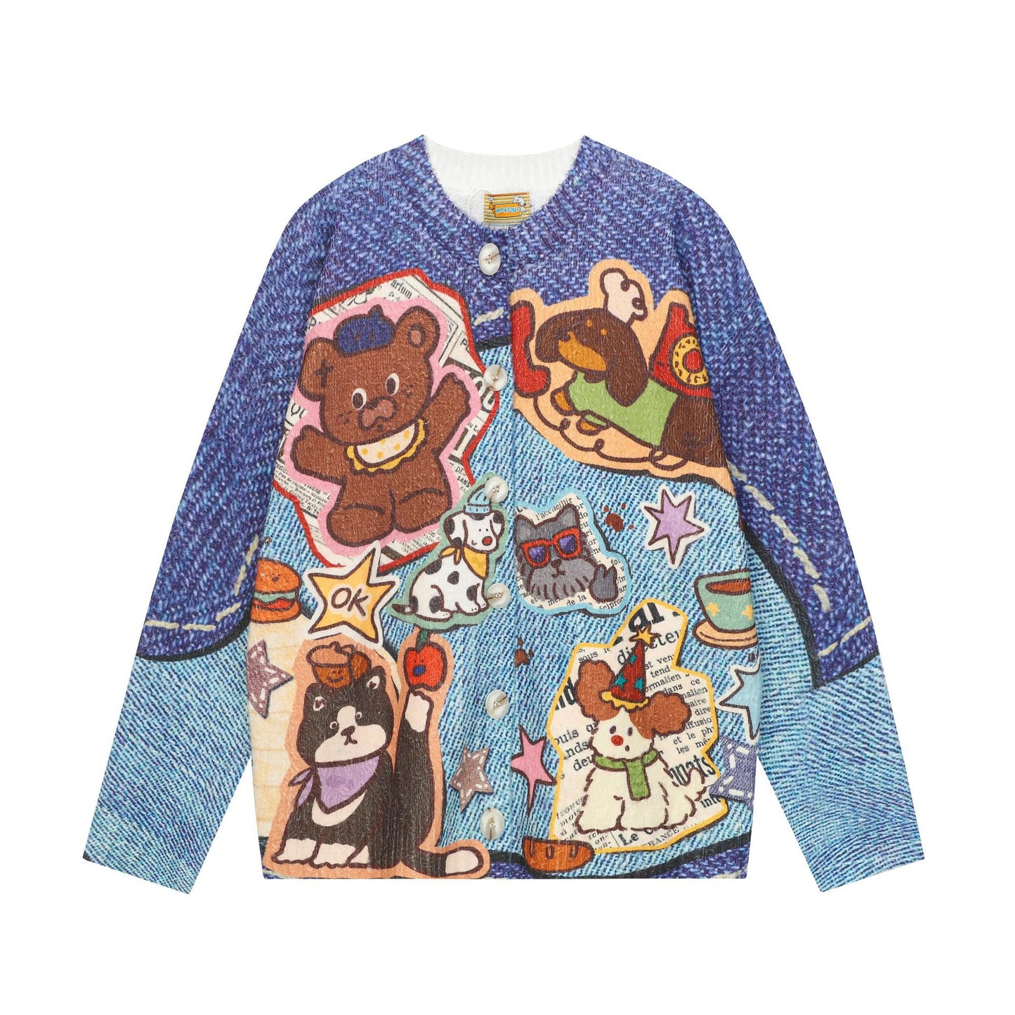 Full-Print Cartoon Cardigan Sweater Unisex Loose Fit Cute Kawaii Knit Open-Front Autumn Casual Couple Sweater | Toon Cardi