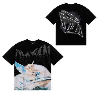 MIXED EMOTIONS Diamond Angel Jetski Rhinestone Tee