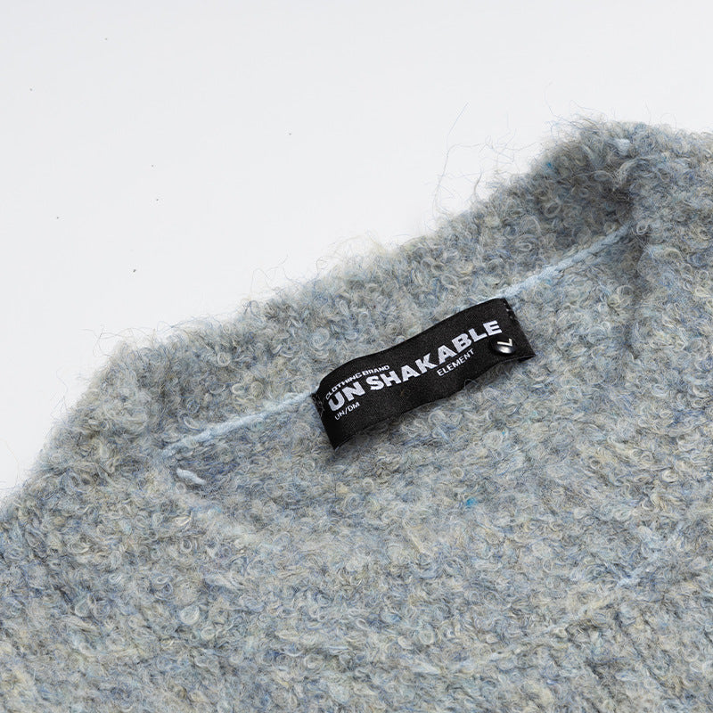 Crew Neck Long Sleeve Fluffy Cat Embroidered Knit Sweater Loose Oversized Casual Autumn Winter Pullover Top | Fluff Cat