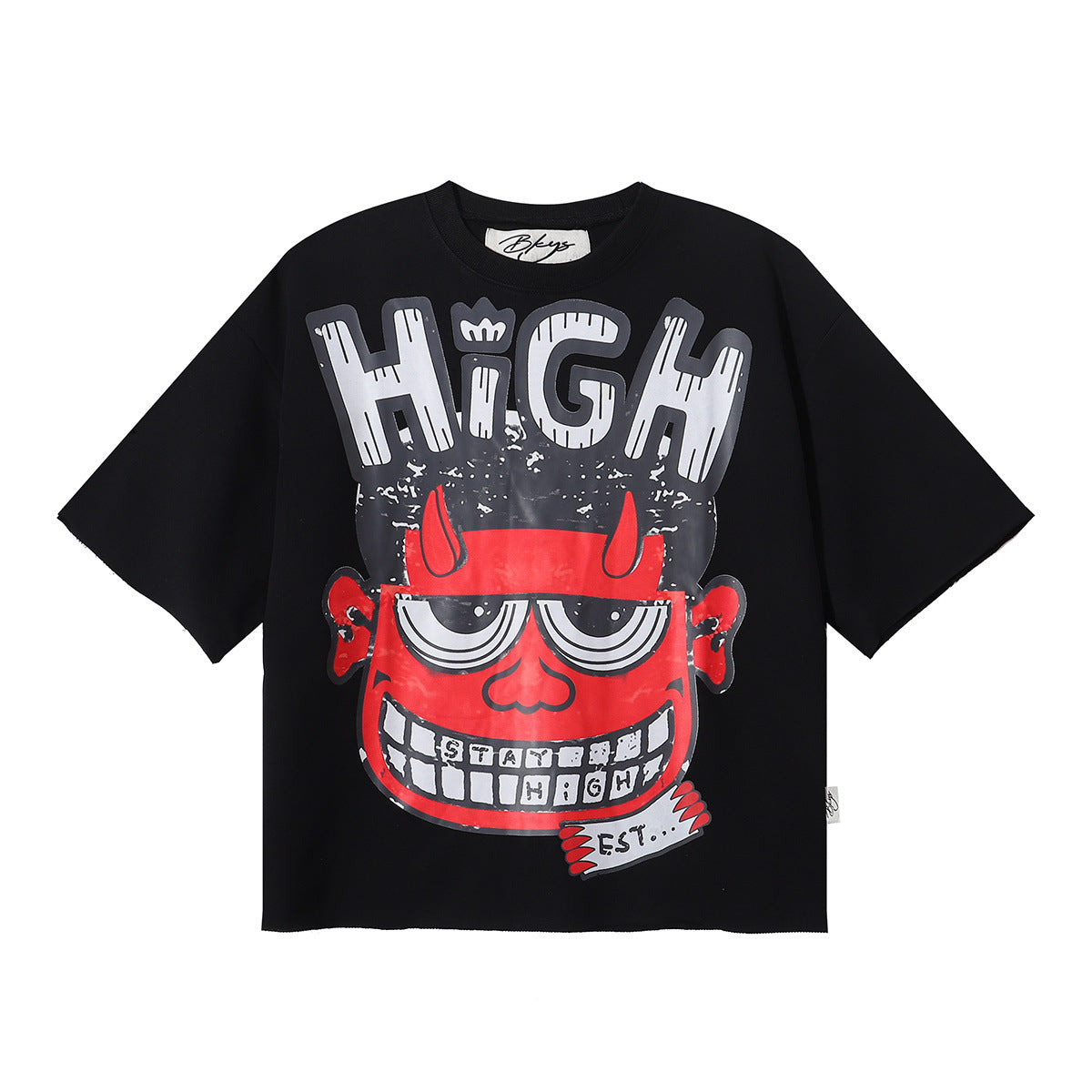 DARKAGE Skull Biker Lightning Vintage Washed Heavyweight Tee