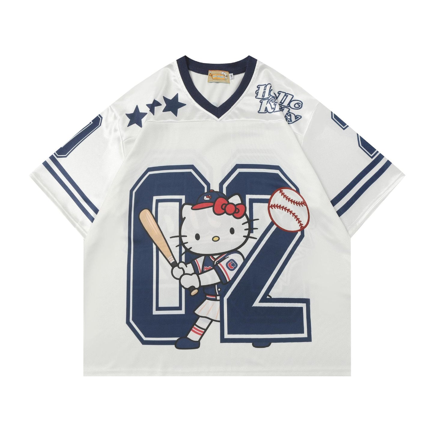 Cartoon Baseball Print Short Sleeve T-Shirt Unisex Loose Fit American Streetwear Casual Couple Graphic Tee | Ball Toon