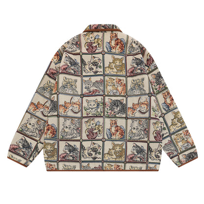 Oversized Cat Print Jacket
