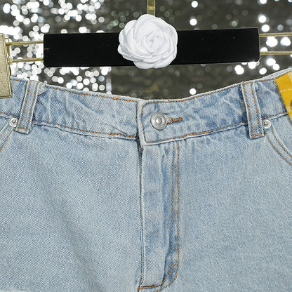 Kenna Grid Deconstruct Patchwork Mini Skirt In Blue