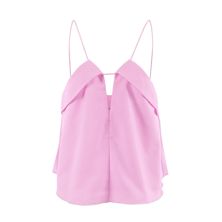 Women's Pink Satin Camisole Top Spaghetti Strap Sleeveless Summer Going Out Top - Seldom Seen Styles