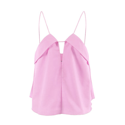 Women's Pink Satin Camisole Top Spaghetti Strap Sleeveless Summer Going Out Top