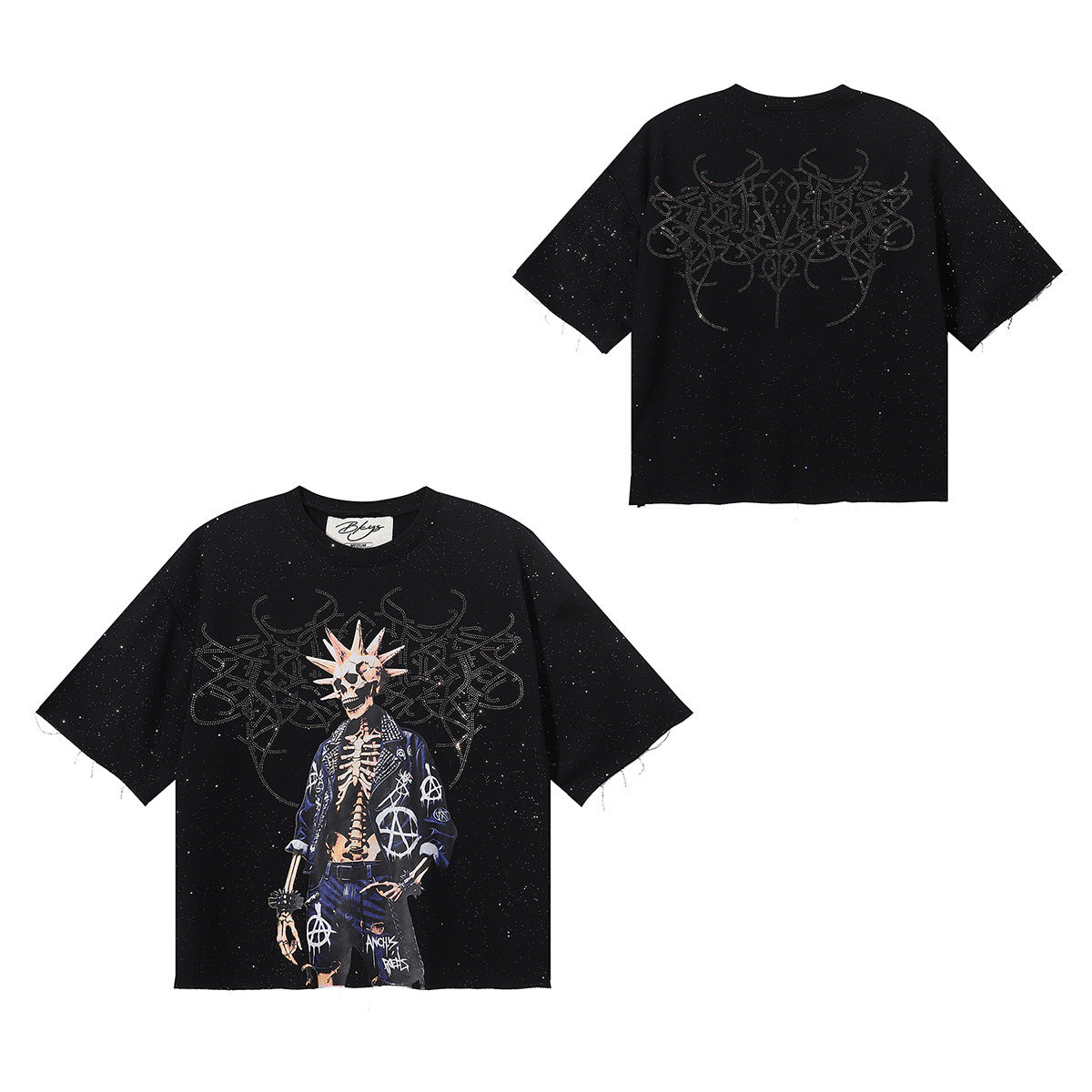 DARKAGE Skull Biker Lightning Vintage Washed Heavyweight Tee